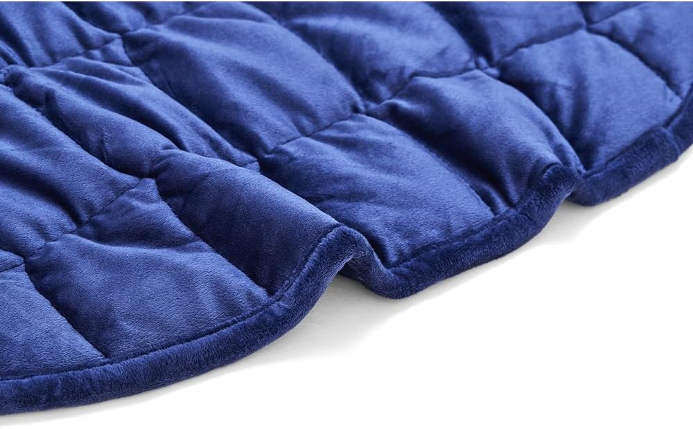 TONGDADA Weighted Lap Blanket 7lbs for Adult,Perfect for Relaxation, Lounging, Napping, Sleeping & Travel,Luxury Minky Weighted Body Blanket,Weighted Throw Blanket-Navy Minky, 29" x 24"