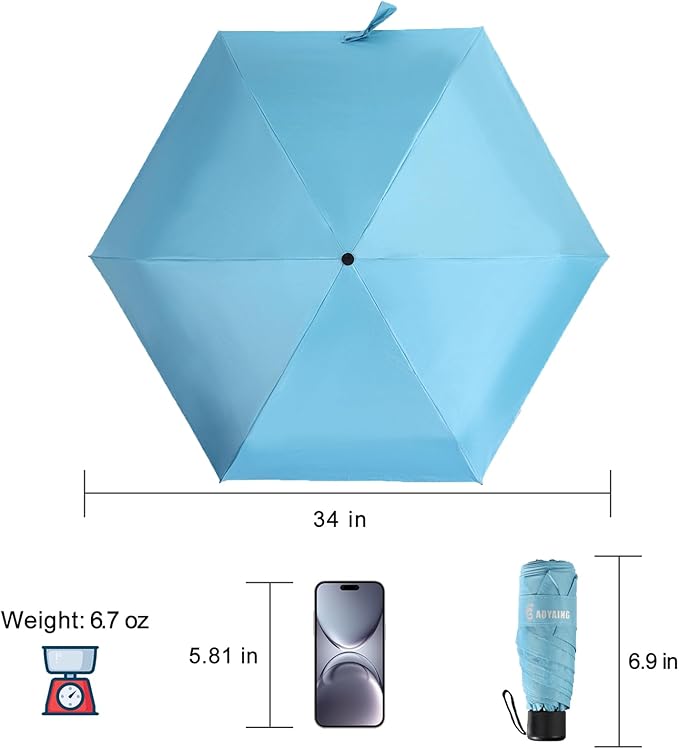 GAOYAING Compact Travel Umbrella with Case Sun&Rain Lightweight Small and Compact Suit for Pocket