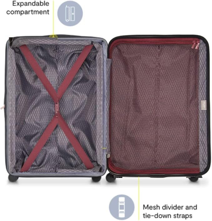 DELSEY PARIS Alexis Durable Luggage Set, Expandable & Lightweight 4-Wheel Spinners, Easy Grip for Smooth Journeys, TSA-Lock Incorporated, Men and Women, Burgundy, 2-Piece Set (21"/25")