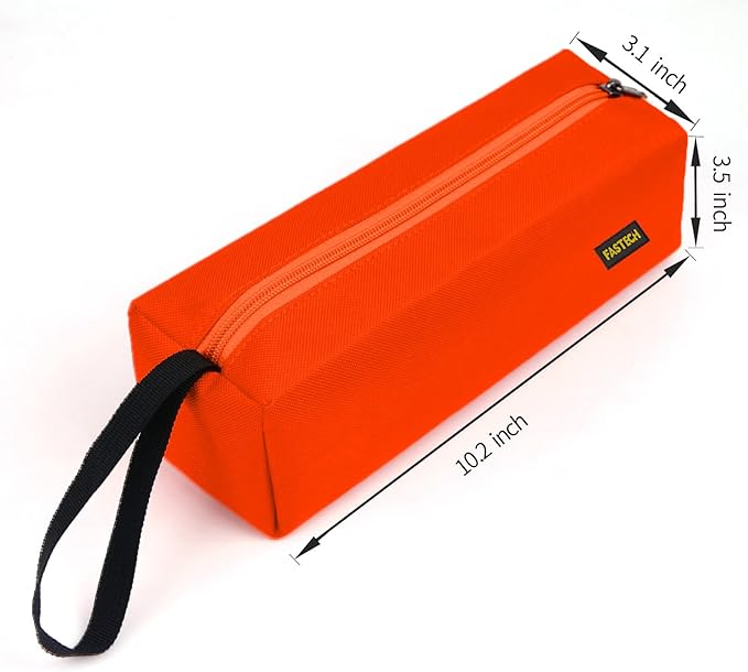FASTECH 1-Pack Zipper Utility Tool Bag, Small Zipper Bags/Multi-purpose Tool Pouch Tote Bags Storage Organizer for Screwdrivers, Pliers, Nut Drivers Gifts to Men/Women. (Orange)
