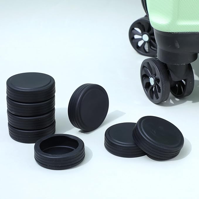 8pcs Suitcase Wheel Protectors, Luggage Wheel Protector Covers for 2-2.3 inchs, Soft Silicone Luggage Wheels Cover for Suitcase/Baggage/Trolley Case/Handbag, Black