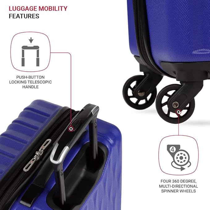 SwissGear 8018 Expandable Luggage Set, 3-Piece Hardside Luggage Set with Spinner Wheels