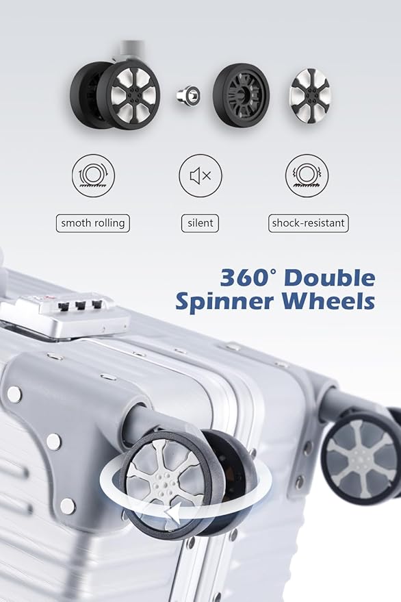 HotWay 3-Piece Luggage Sets with Aluminum Frame, PC Hard Shell Suitcase with Spinner Wheels and TSA Lock, Large Suitcase for Travel, Green