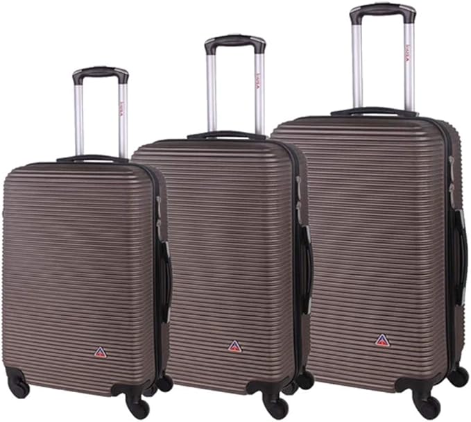 InUSA ROYAL Hardside Luggage Set with Spinner Wheel | Spacious Travel Suitcases with Ergonomic GEL Handle and Studs | (20/24/28) 3 Piece Luggage Set | Brown