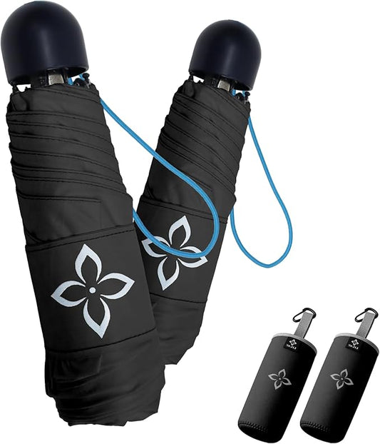 Mini Travel Umbrella for Rain - 43" Large Coverage Small Compact Umbrella, Reinforced Strong Frame, Lightweight Portable Parasol with UPF 100+ UV Protection, Gifts for Adults, Seniors & Students