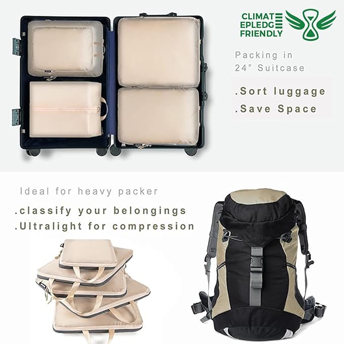 BAGAIL 6 Set Ultralight Compression Packing Cubes Packing Organizer for Travel Accessories Luggage Suitcase Backpack