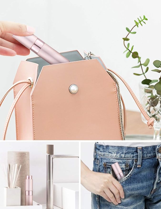 LISAPACK 8ML Atomizer Perfume Spray Bottle for Travel, Empty Refillable Cologne Dispenser, Portable Sprayer (Pink)