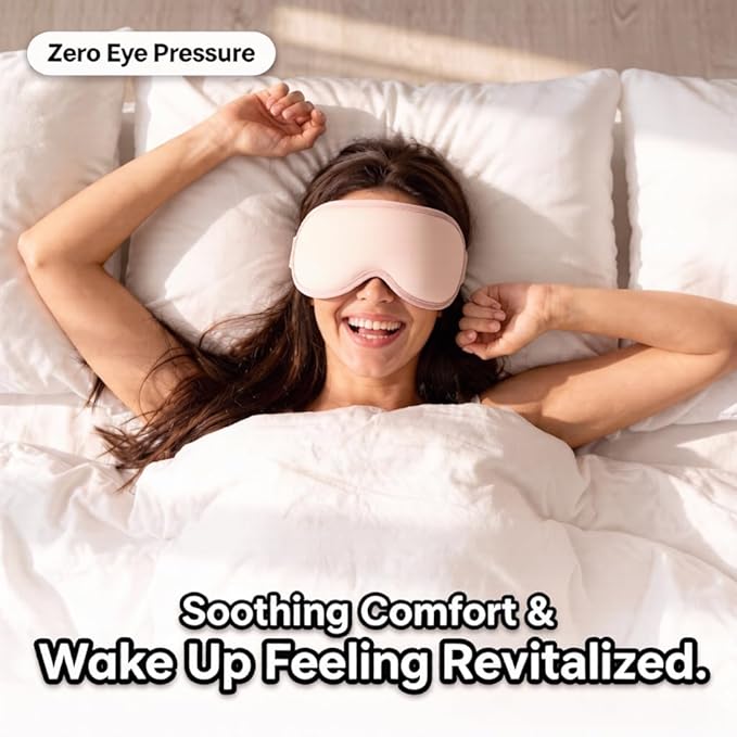 3D Blackout Cooling Gel Eye Mask: 6oz Weighted Cold Compress, Deep Relaxation & Meditation Mask for Women, Nurse Night Shift Recovery, Headache & Stress Cooling Comfort, Gift Ready, Pink