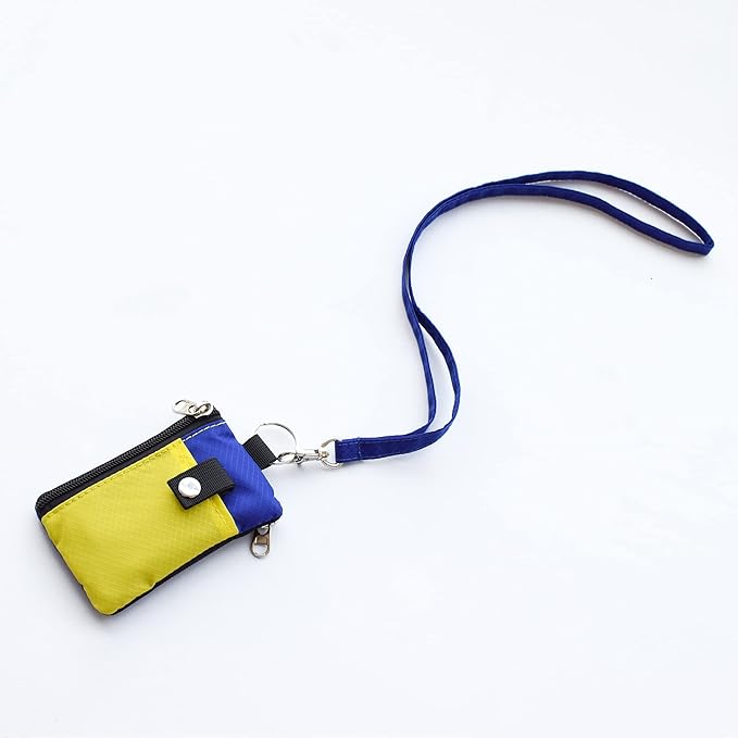 CHENSPRX Minimalist RFID Blocking Small Wallet with ID Window,WaterResistant Zip Id Case Wallet with Lanyard Keychain for Cards,Cash,Travel,Women,Men