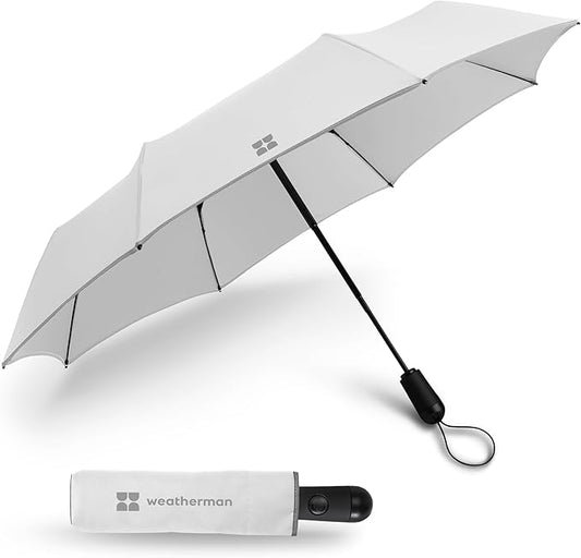 Weatherman Umbrella - Premium Small Compact Mini Umbrellas for Traveling - Windproof Umbrellaas Resists Up to 45 MPH Winds - Traveling Umbrellasa for Rain, Wind, Purse, Pocket, Backpack, Car - Portable Travel Umbrellas Easy Auto Open Close w/ Strong Fi...