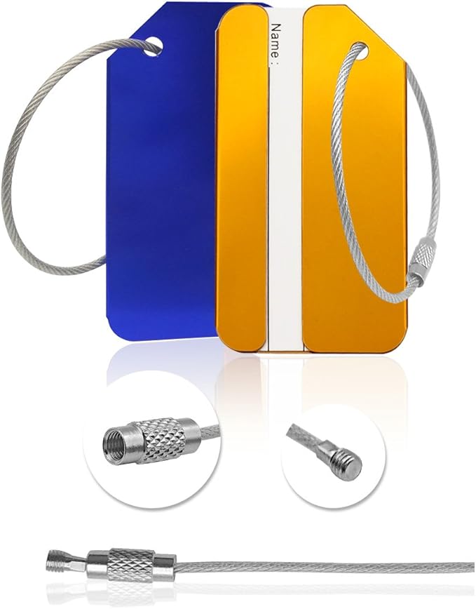 Aluminum Luggage Tags, Luggage Tag Holders for Travel Luggage Baggage Identifier by Ovener (7Pack Mutilcolor)
