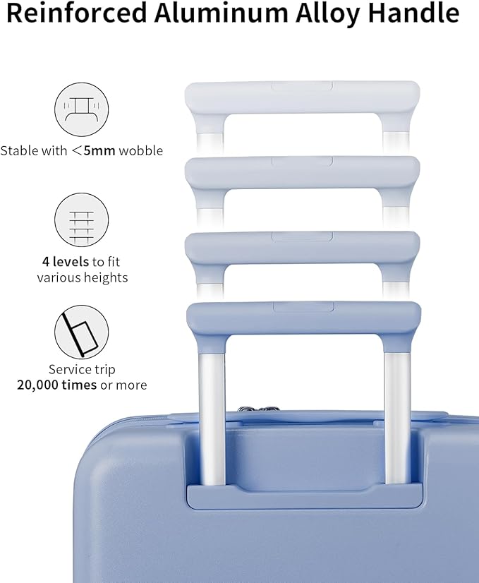 aji Expandable Top Opening Carry On Luggage Airline Approved, 20 Inch Lightweight Hardside Carry On Suitcase with Spinner Wheels, Travel Luggage with Laptop Compartment for Women Men, Blueberry Blue