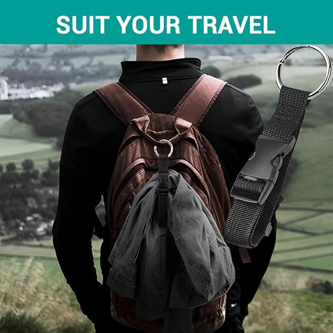 2 Pack Add a Bag Luggage Straps - Adjustable Suitcase Belts Travel Accessories - Jacket Gripper Arm Saver Easy to Carry Your Extra Bags (Blue)