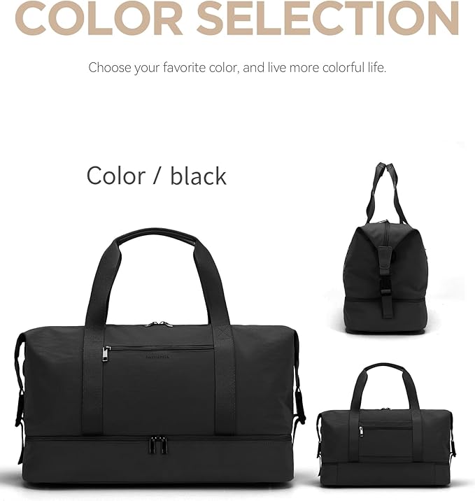 Oeihuivt Weekender Bags for Women - 21 Inch Large Travel Duffel Bag 2-Piece Set with Shoe Compartment, Heavy-Duty Canvas Leather Carry On Overnight Tote