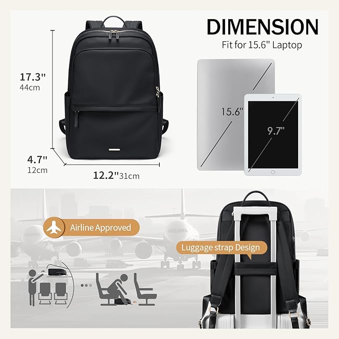 GOLF SUPAGS Women Laptop Backpack Casual Daypack for Work Travel College Backpack Purse Separate Laptop Compartment Fits 15.6 Inch Notebook