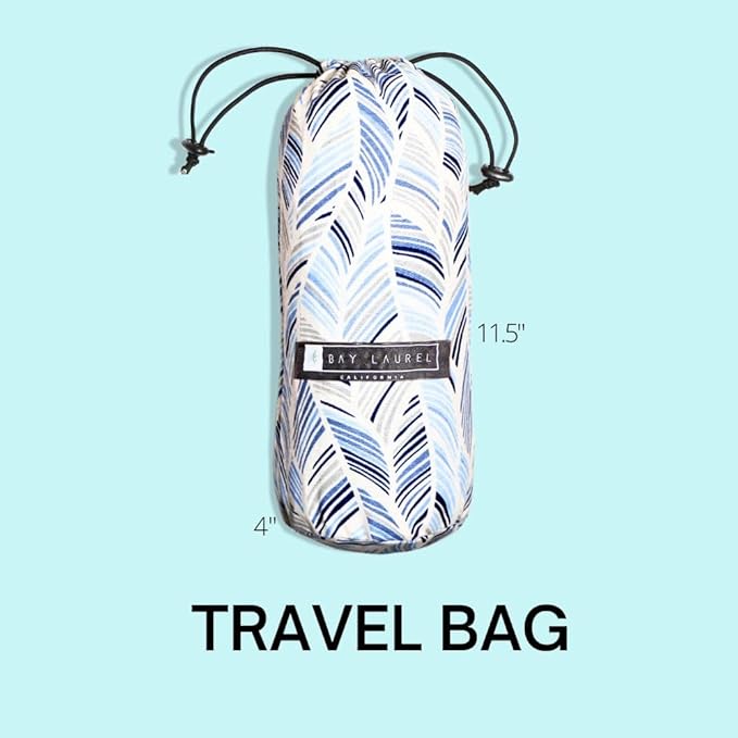 BAY LAUREL Turkish Beach Towel with Travel Bag 39 x 71 Quick Dry Sand Free Lightweight Large Oversized Towels Light - (Aqua with Blue Floral Bag)