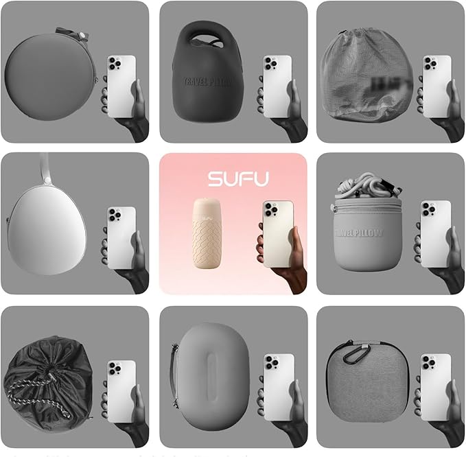 SUFU Ultra-Light Travel Neck Pillow - 68g Lighter Than Phone, 360° Neck Support, Adjustable Softness, 2-in-1 Inflation & Storage, Ideal for Airplane/Business Travel,Pink