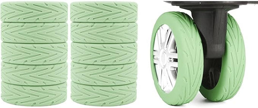 10Pcs Luggage Wheel Covers Silicone Silent Suitcase Protector for Luggage or Office Chair Caste Upgraded Wear-Resistant Anti-Noise Shock Absorption Suitcase Wheel Covers Accessories for Travel Green