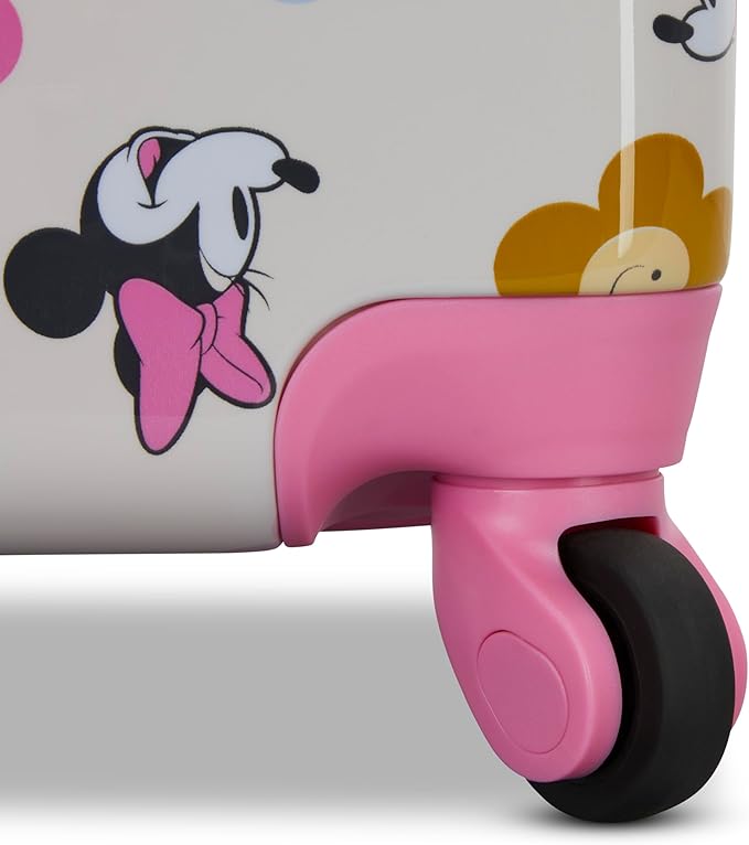 American Tourister Minnie Mouse Carry-On Luggage - Airline Approved, Durable Hardshell with Vibrant Minnie Mouse Design - Roll Confidentially with Spinner Wheels & Colorful Adjustable Handle