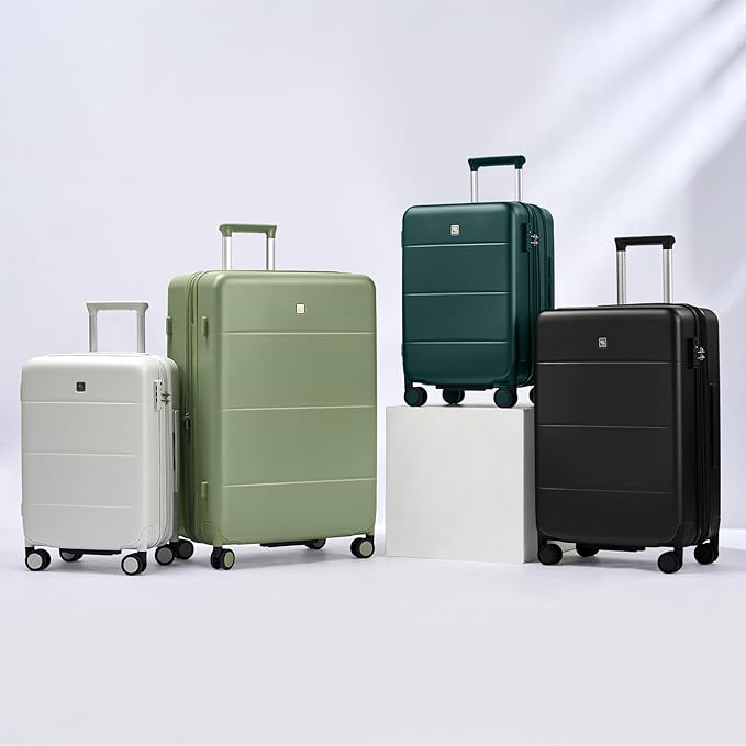 Hanke Expandable Carry On Luggage 22x14x9 Airline Approved, 20 Inch Hardside Luggage with Spinner Wheels, All-PC Hard Shell Carry-On Suitcase, Lightweight & TSA Approved (Blackish Green, 46L)