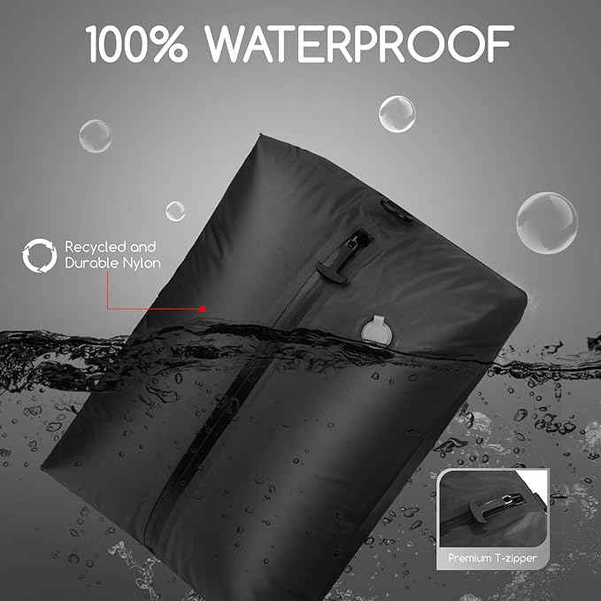 Vacuum Bags for Travel with Pump, 2 Pack TPU Reusable Vacuum Compression Bags for Travel with Waterproof Zipper, Space Saver Bag for Suitcase, Backpack, Black