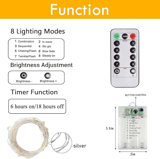 3 Pack Fairy Lights Battery Operated with Remote Twinkle Lights Cool White | Each 80 LED 26FT, 8 Modes, Timer & Dimmable, Battery String Lights for Outdoor Indoor Christmas Tree Bedroom Table DIY Decor