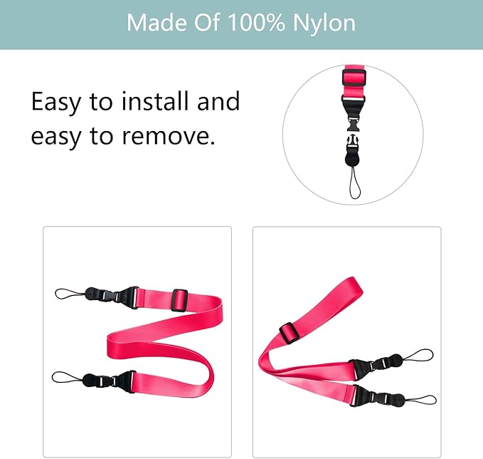 3 Pack Adjustable Shoulder Strap:Comfortable for iPad Strap Nylon Neck Lanyard for iPad/Samsung Tablet Case,Camera Binocular Crossbody Laptop Luggage Bag(Pink)