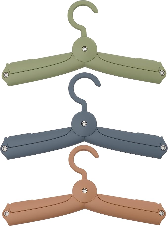 Foldable Travel Hangers for Cruise, Portable Clothes Hangers, Cruise Accessories Must Haves & Essentials for Women, Lightweight Collapsible Drying Rack for Hotel (3-Pack, Multicolor)