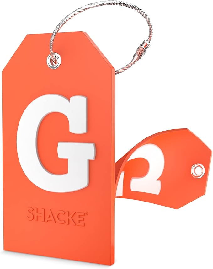Shacke Initial Luggage Tag with Full Privacy Cover and Stainless Steel Loop – (Letter G)