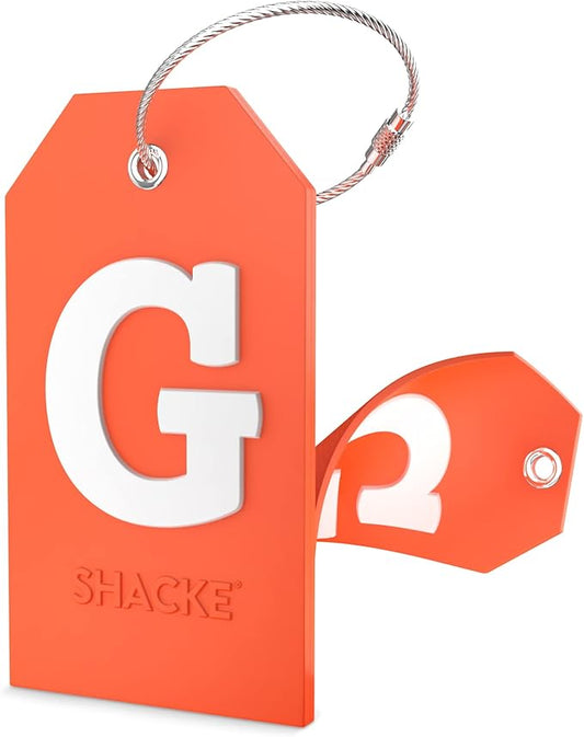 Shacke Initial Luggage Tag with Full Privacy Cover and Stainless Steel Loop – (Letter G)