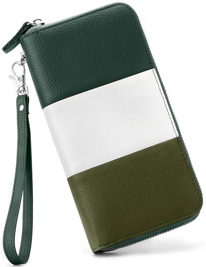 Moflycom Womens Wallet RFID Blocking Genuine Leather Multi Credit Card Large Capacity Zip Around Clutch Travel Purse Wristlet
