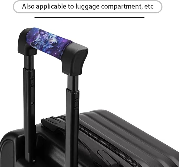 BIGCARJOB Animal Purple Wolf Luggage Handle Cover Set of 2 Pcs Wolf Print Suitcase Handle Sleeve Door Handle Wraps Travel Accessories Gifts