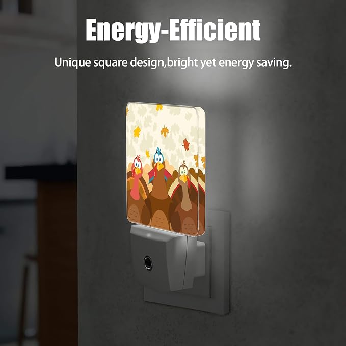 Thanksgiving Holiday Turkey Night Light Plug in Wall Lamp Smart Dusk to Dawn Sensor for Home Decorative, Kids Room Bedroom Bathroom Kitchen Hallway Gifts
