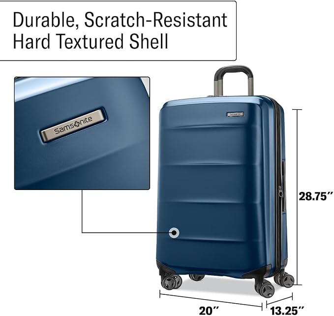 Samsonite Octiv Lightweight Hardshell 28-Inch Large Checked Luggage - Durable & Impact Resistant, 360° Aero Trac Spinner Wheels, Adjustable Telescopic Handle, Expandable, TSA Approved Lock - Blue