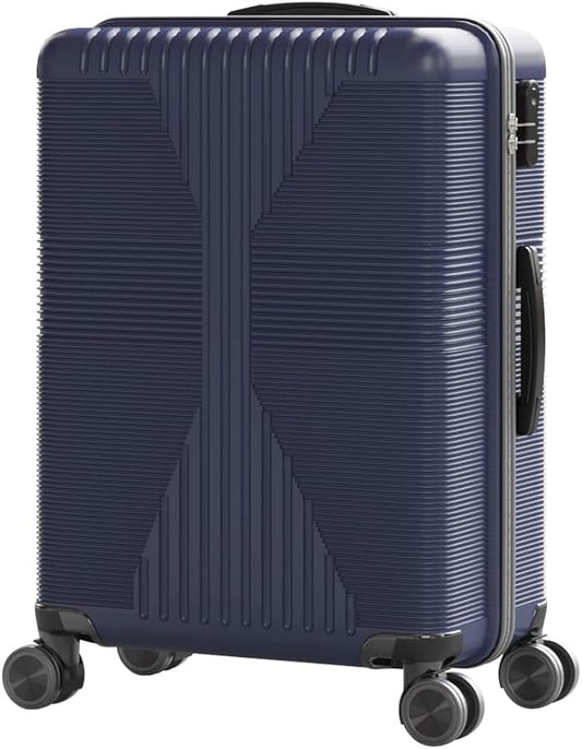 Karl home Hardshell Carry On Luggage with Spinner Wheels, Lightweight PP Hardside Small Suitcase with Built-in Lock & Smooth Zipper, 22 Inch Airline Approved, Blue