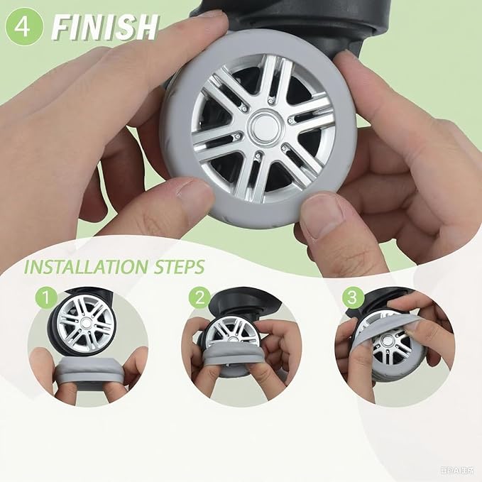 10 Pcs Luggage Wheel Covers for Suitcase, 8+2 Bonus Spares Anti-Noise Silicone Spinner Wheel Protectors, Fits 2-2.4 Inch Double Wheels, Wear-Resistant Quiet Travel Accessories (Grey)