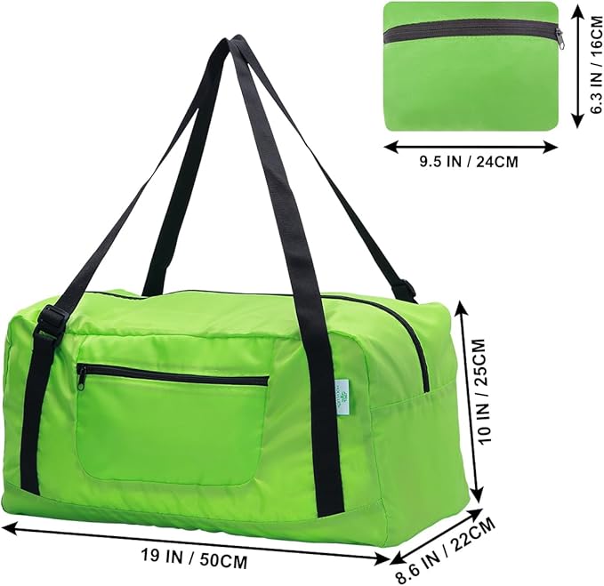 Foldable Travel Duffel Bag For Women & Men Luggage Great for Gym (Green)