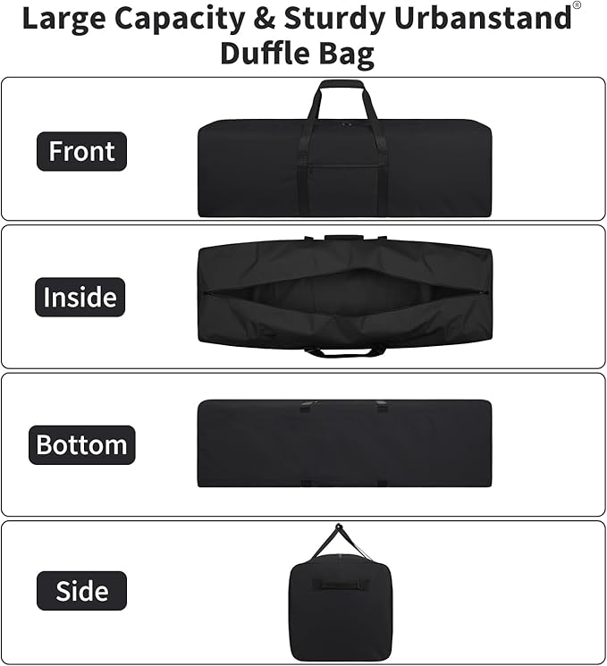 Urbanstand 48 Inch Extra Large Duffle Bag for Travel, Sports Gear Storage Bag with 2-way Lockable Zippers, Long Canvas Duffel Bag for Tent Camping tripod (Black 48inch 2Pack)