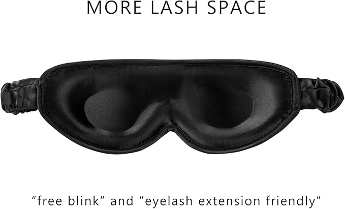 ALASKA BEAR Luxurious Silk Eye Mask with Deep Contour Molded Cups for Beauty Sleep & Lashes Extensions, 3D Zero Pressure Sleeping Eye Cover with Easy-to-Adjust Strap