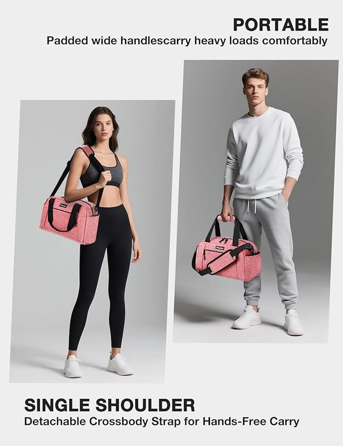 Noozion 14 inch Small Gym Bag for Women & Men, Lightweight Carry On Mini Duffle Bag with Multiple Pockets, Sports Bag for Travel and Workout.