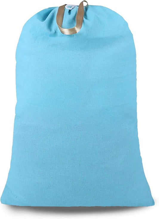 Heavy Duty Laundry Bag with Drawstring and Handle, Extra Large Travel Dirty Clothes Bag for Laundromat and Household, Durable Rip-Stop Laundry Hamper Liner, 28 x 40 Inch by SANFERGE, Light Blue