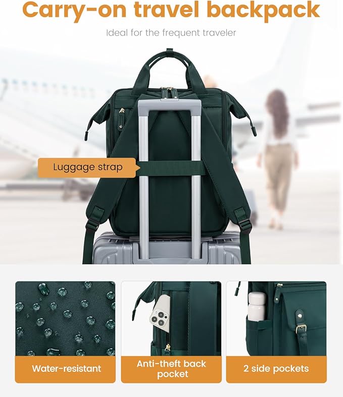 LOVEVOOK 18 Inch Backpack for Women, Extra Large Travel Laptop Backpack, Teacher Work Backpack Purse, College Nurse Bags Business Computer Bag with Luggage Strap