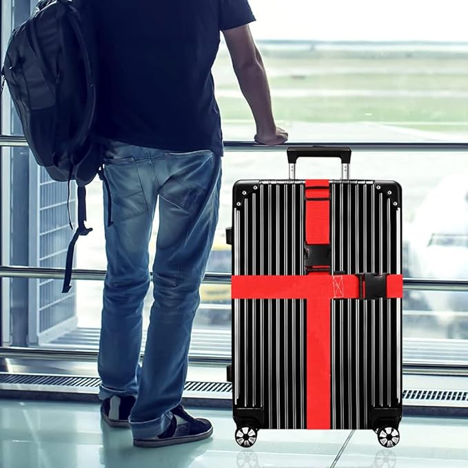 Luggage Straps for Suitcases TSA Approved-2 Pack Bright Personalized Luggage Belt Strap for Suitcase/Carry On Bag Luggage Accessories for Travel (Red)