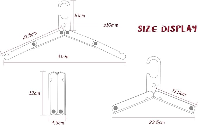 Hikeman Travel Hangers Metal Heavy Duty Folding Hangers for Wet Clothes Portable Space Saving Travel Accessories for Camping Cruise Hotel (3, Orange)