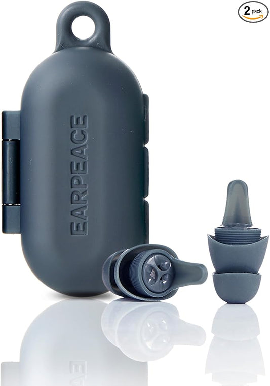 EARPEACE Everyday Noise Control & Noise Reduction Ear Plugs - High-Fidelity Earplugs, Comfortable & Reusable Earplugs for Travel, Sleep, Work, Snoring Blocking, Includes Carrying Case - Navy