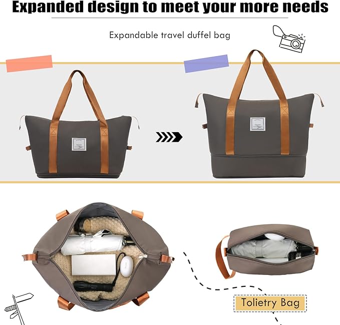 Luggage Sets Softside Expandable 3 Piece Set Lightweight Suitcase with Duffel Bag Upright Spinner Softshell, TSA Lock Carry On for Business for Family Travel (Brown, 22"/26"/30")