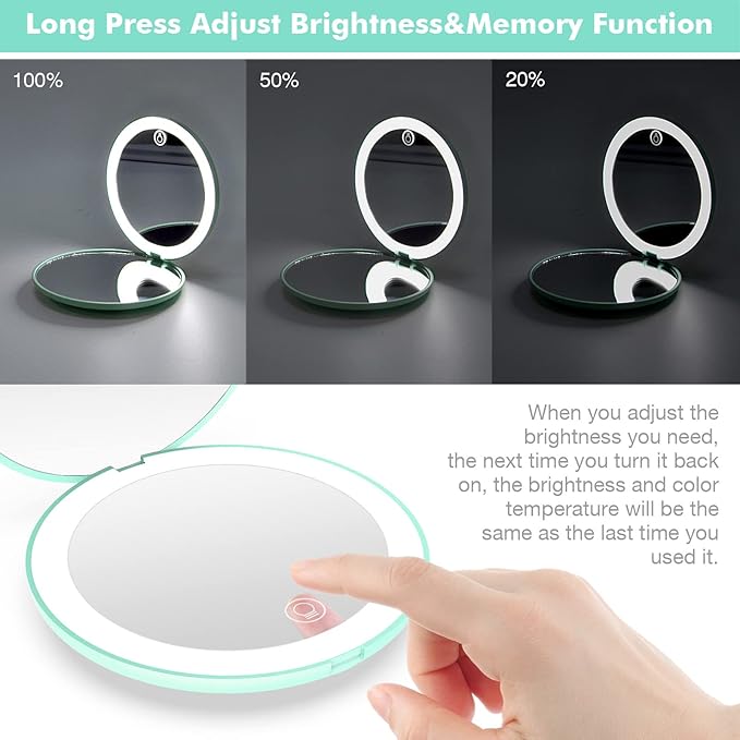 wobsion 10X Magnifying Tabletop Mirror, 4 Inch Round, Glass, ABS