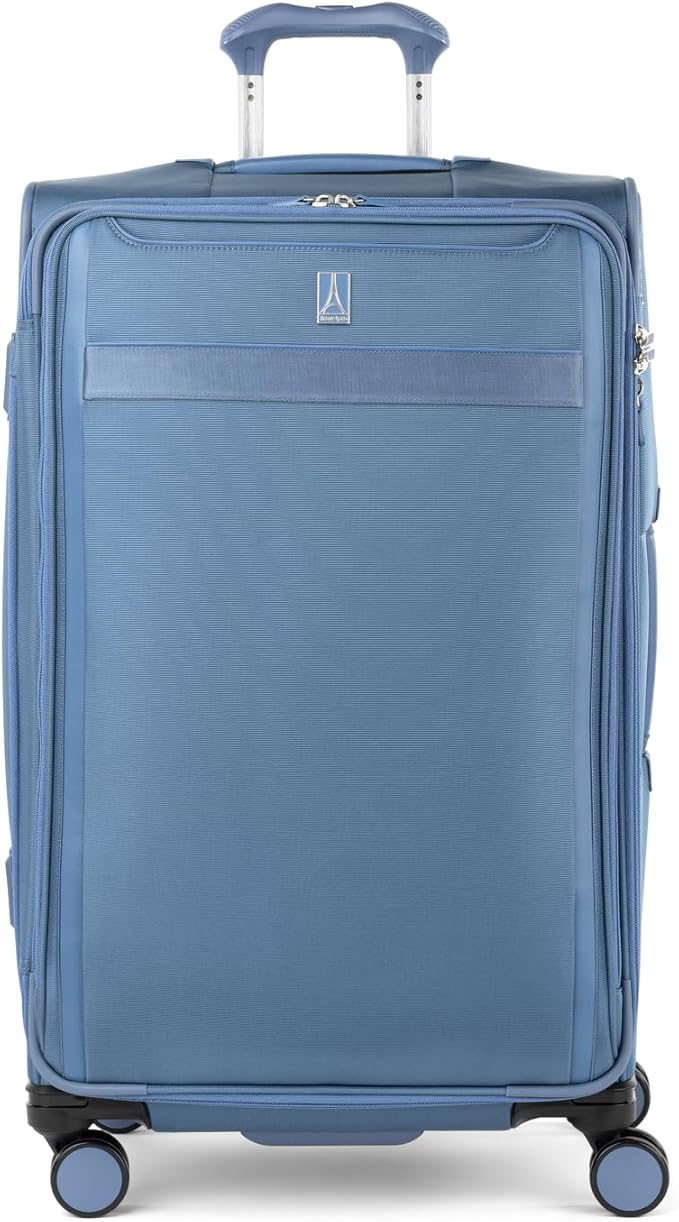 Travelpro VersaPack+ Lightweight Softside Expandable Checked Luggage, 8 Spinner Suitcase, TSA Lock, Men and Women, Checked Large 29-Inch, Elemental Blue