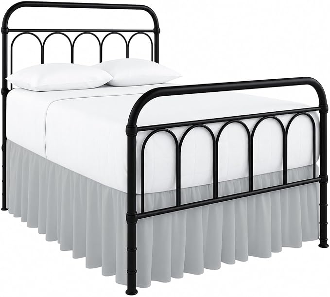 Ruffled Bed Skirt with Split Corners-Dust Ruffle - 21" Drop 100% Microfiber Soft,Sheen & Luxurious Look - Bed Skirts (Light Grey -Queen)
