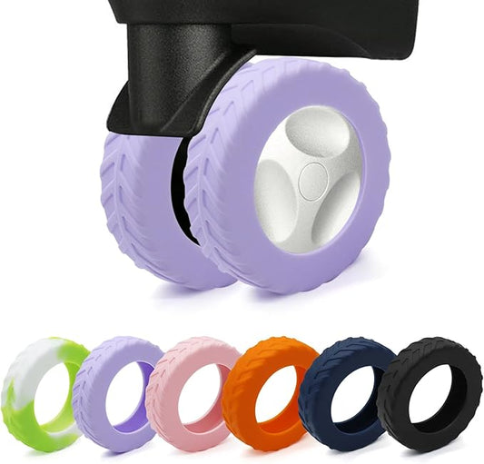 XYOFUN Luggage Wheel Covers - Upgraded 8-Pack Anti Dust & Scratch Noise Reduction Carry On/Travel Suitcase Wheel Protector - For 2-2.4" wheels - Purple